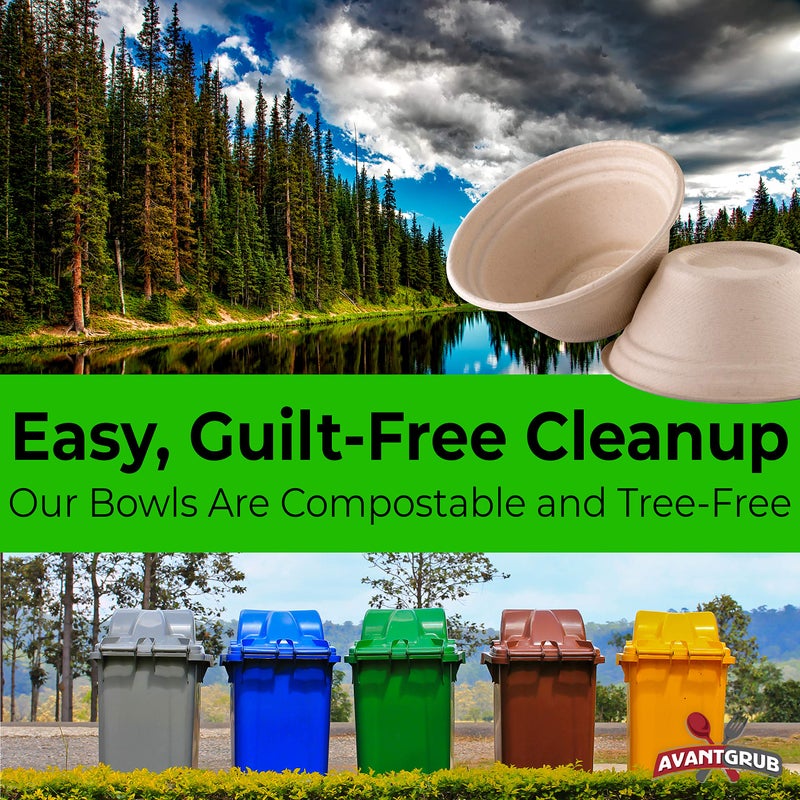 Avant Grub Mini Restaurant-Grade, Small 8 oz Bowls Bulk 100Pk. Great for Ice Cream, Chili or Soup. Disposable, Compostable Bowls are Allergen-Free, Leakproof and Microwave Safe for Hot or Cold Use - Image 3
